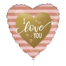 Balloon Heart I Love You Gold Pink